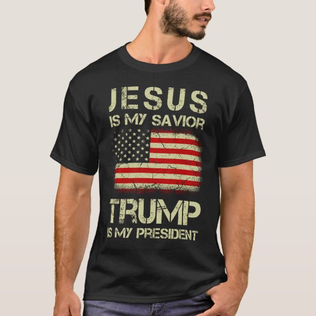 T-shirt Jésus Est Mon Sauveur Trump Est Mon Président (Devant)