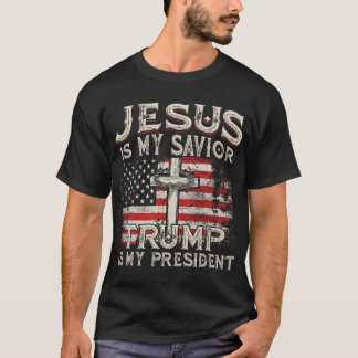 T-shirt Jésus Est Mon Sauveur Trump Est Mon Président Amér