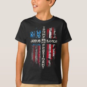 T-shirt Jésus Est Mon Sauveur Trump Est Mon Président Amér
