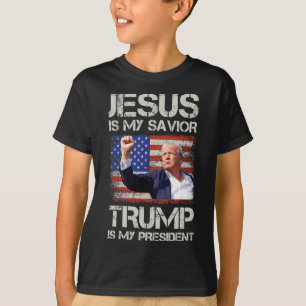 T-shirt Jésus Est Mon Sauveur Trump Est Mon Président Amér