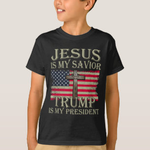 T-shirt Jésus Est Mon Sauveur Trump Est Mon Président Amér