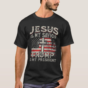 T-shirt Jésus Est Mon Sauveur Trump Est Mon Président Amér