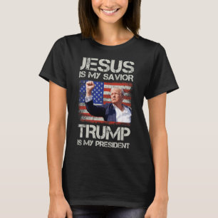 T-shirt Jésus Est Mon Sauveur Trump Est Mon Président Amér
