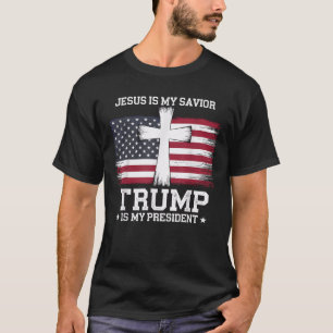 T-shirt Jésus Est Mon Sauveur Trump Est Mon Président Chri
