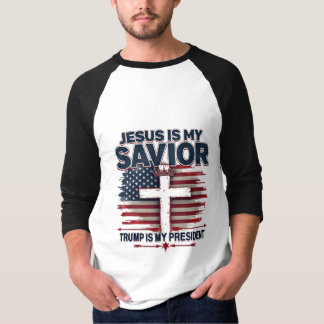 T-shirt Jésus est mon sauveur Trump est mon président drôl