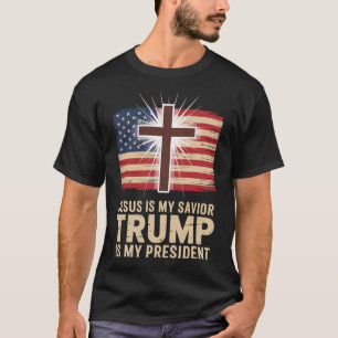 T-shirt Jésus Est Mon Sauveur Trump Est Mon Président Poli
