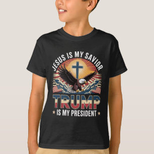 T-shirt Jésus Est Mon Sauveur Trump Est Mon Président Reli