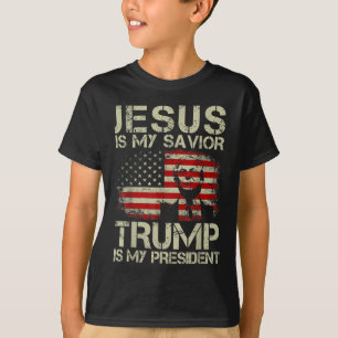 T-shirt Jésus Est Mon Sauveur Trump Est Mon Président Trum