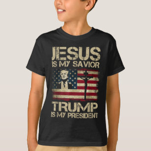 T-shirt Jésus Est Mon Sauveur Trump Est Mon Président Trum