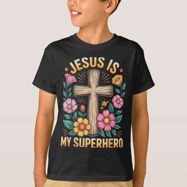 T-shirt Jésus est mon super-héros  (Devant)
