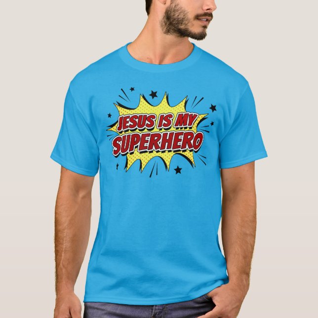 T-shirt Jésus est mon super-héros Enfants et Foi chrétienn (Devant)