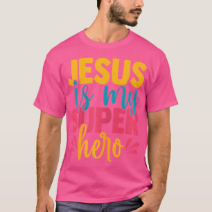 T-shirt Jésus Est Mon Superhéros Chrétien Enfants Très Pui