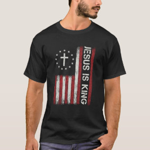 T-shirt Jésus Est Roi Dieu Biblique Chrétien Foi Croix Dra