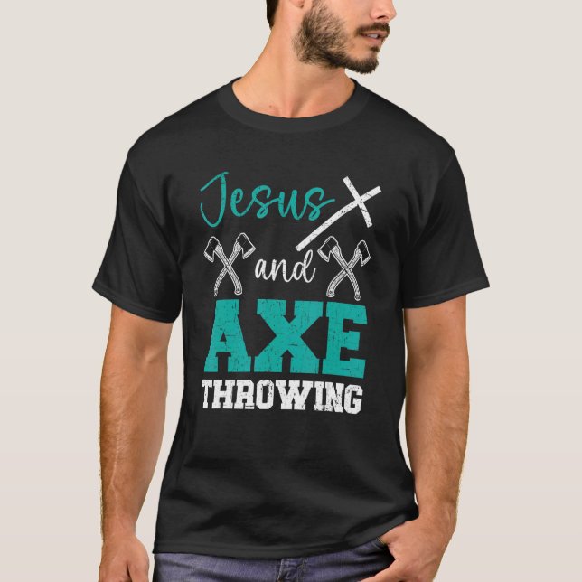 T-shirt Jésus Et Ax Jetant Christian Hatchet Thrower R (Devant)