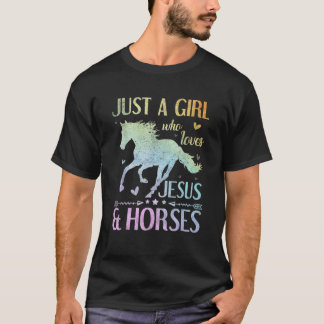 T-shirt Jésus Et Chevaux Cadeaux Cheval Pour Filles Femmes