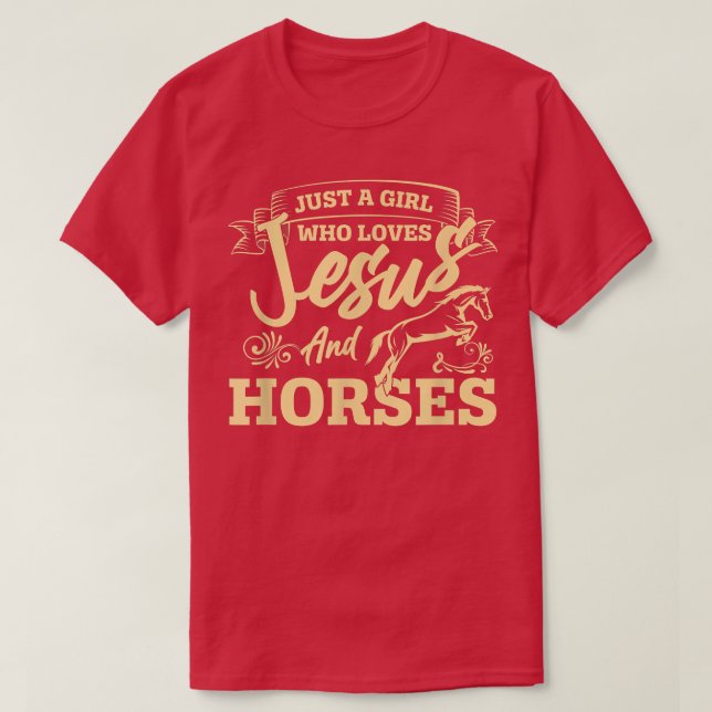 T-shirt Jésus Et Chevaux Cheval Amoureux Filles Femmes Che (Design devant)