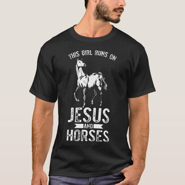 T-shirt Jésus Et Chevaux Eglise Pony Cheval (Devant)