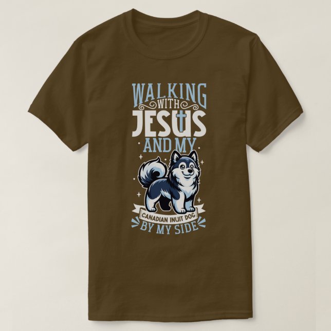 T-shirt Jésus et chien Chien canadien d'esquimau (Design devant)