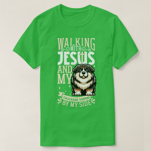 T-shirt Jésus et chien Chien de Berger du Caucase (Design devant)