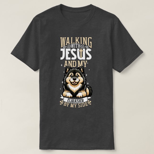 T-shirt Jésus et chien Eurasier (Design devant)