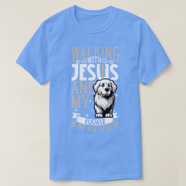 T-shirt Jésus et chien Kuvasz (Design devant)