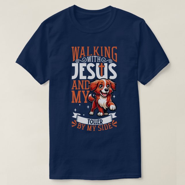 T-shirt Jésus et chien Nova Scotia Duck Tolling Retriever (Design devant)