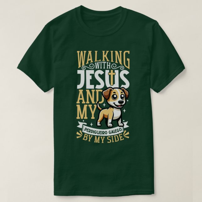T-shirt Jésus et chien Perdigueiro Galego (Design devant)