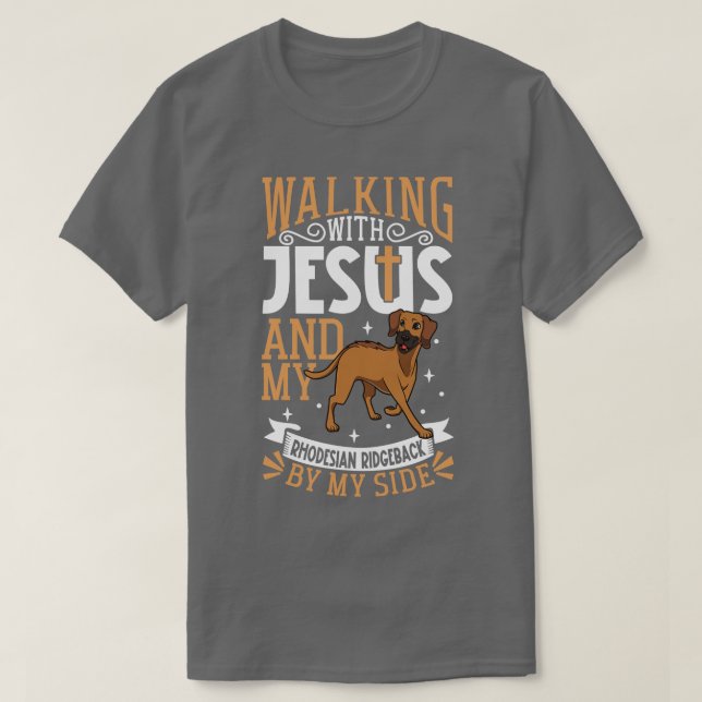 T-shirt Jésus et chien Rhodesian Ridgeback (Design devant)