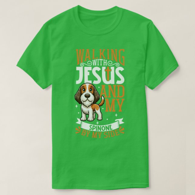 T-shirt Jésus et chien Spinone Italiano (Design devant)