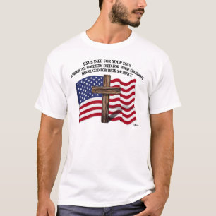 T-shirt Jésus et la croix rocailleuse USA de soldats
