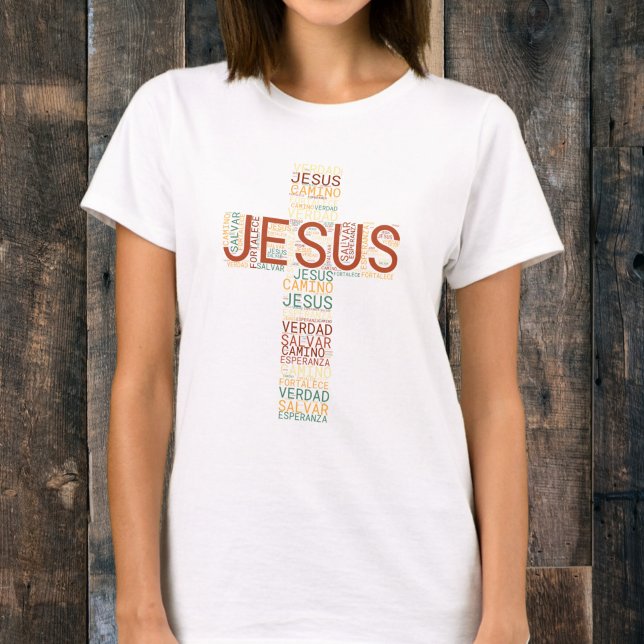 T-shirt Jésus et la foi Croix Chrétienne Espagnol féminin (Créateur téléchargé)