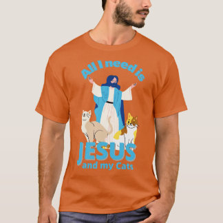 T-shirt Jésus Et Mes Chats Christian Humour Amusant