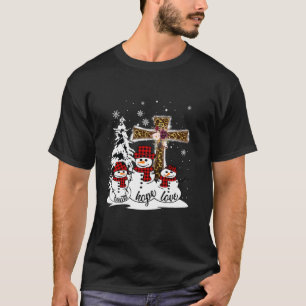 T-shirt Jesus Faith Hope Love Snowman Drôle Noël Pour Chri