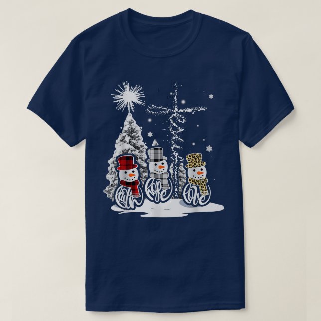 T-shirt Jesus Faith Hope Love Snowman Drôle Noël Pour Chri (Design devant)