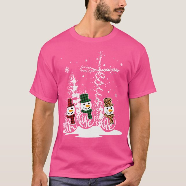 T-shirt Jesus Faith Hope Love Snowman Funny Joyeux Noël Po (Devant)