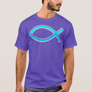 T-shirt Jesus Fish Ichtys ChristianRouge rand