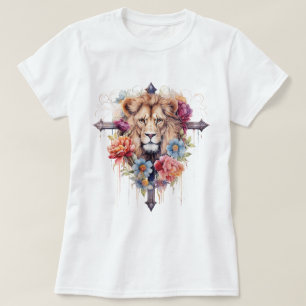 T-shirt Jésus Fleurs Sauvages Lion De Dieu Chrétien