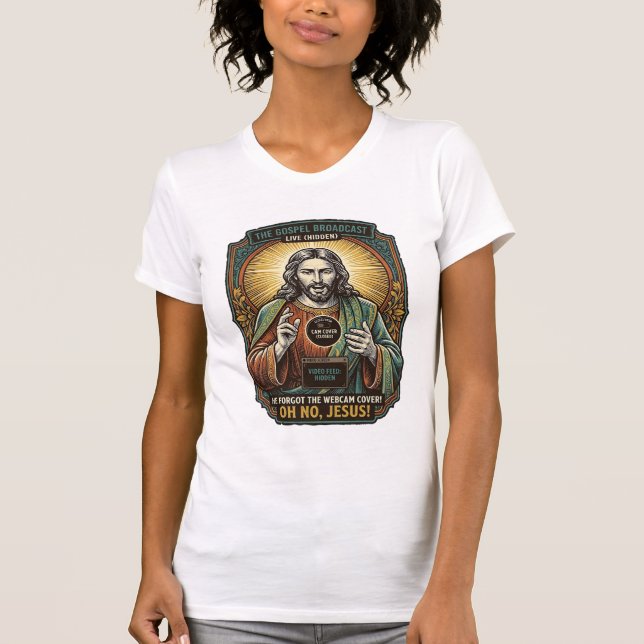 T-shirt Jésus Fond Écran Noir Couverture Webcam Virtuelle  (Devant)
