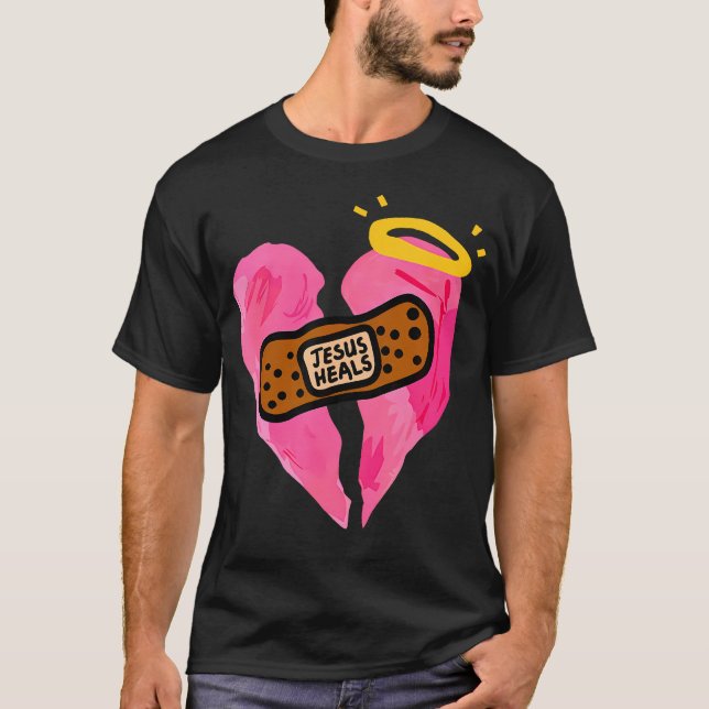 T-shirt Jésus guérit le coeur brisé Imprimer les bandages  (Devant)