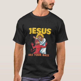 T-shirt Jesus Has Your Back Jiu Jitsu Retro Christian Men 