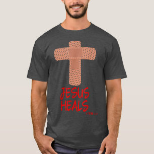 T-shirt JESUS HEALS Christian Cross Nurse Mom Women Wife G
