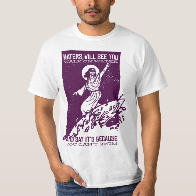 T-shirt Jesus Humour Funny Jesus Surfing  (Devant)