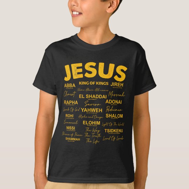 T-shirt Jesus Is King Names Of God Hebrew Jesus Christian  (Devant)