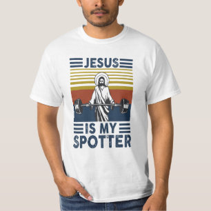 T-shirt Jesus is my spotter, weight lifting