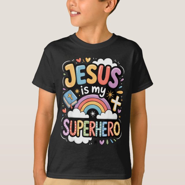 T-shirt Jesus Is My Superhero  (Devant)