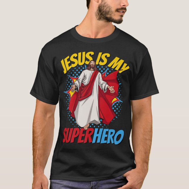 T-shirt Jésus Is My Superhero Powerful Christian Comic Boo (Devant)