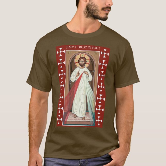 T-SHIRT JÉSUS J'AI CONFIANCE EN VOUS DIVINE MERCY ICON (Devant)