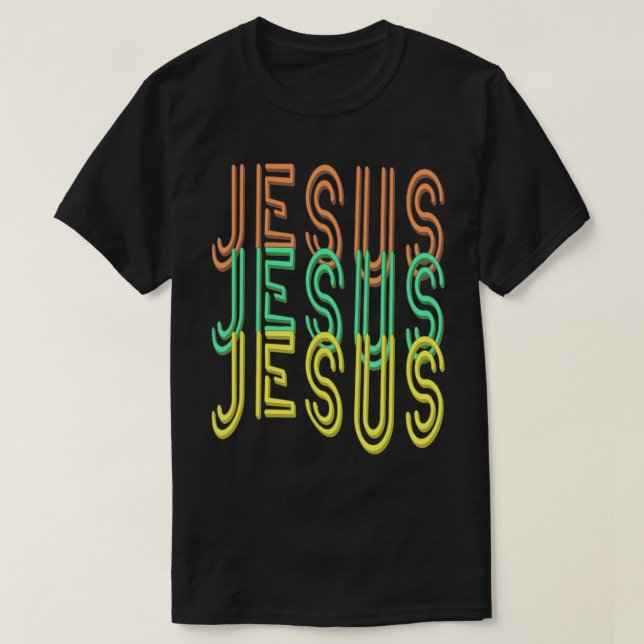T-shirt Jésus Jésus Jésus (Police Simulée des signes néons (Design devant)