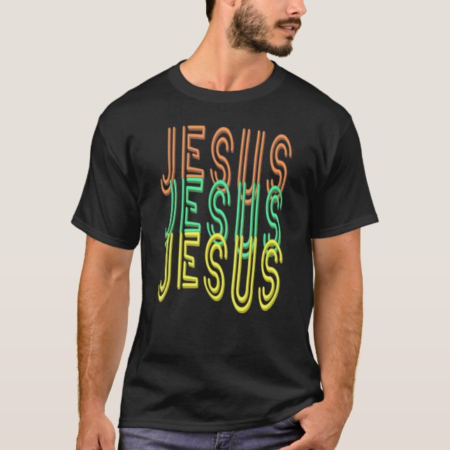 T-shirt Jésus Jésus Jésus Simulé Neon Signal Police (Devant)