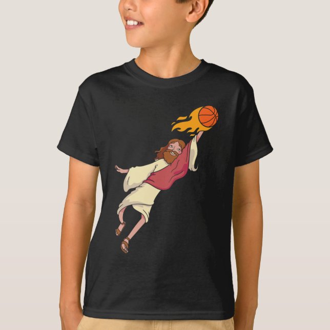 T-shirt Jésus Jouant Au Basket (Devant)